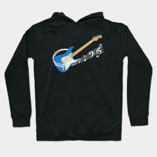 Music Staff Lake Placid Blue Electric Guitar Hoodie